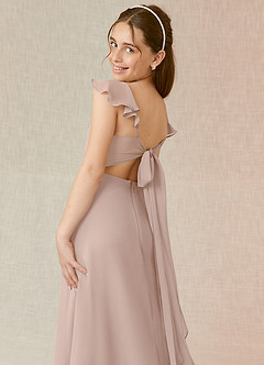Azazie Everett Junior Robe Trapèze en Mousseline de soie Rose Anglais image7