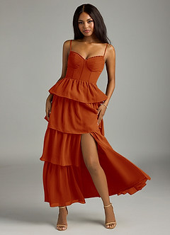 Azazie Kaiden Bridesmaid Dresses Paprika A-Line Sweetheart Neckline Chiffon Dress image5