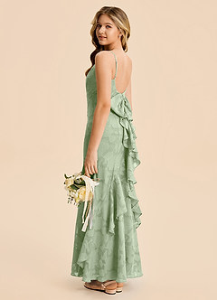 Azazie Lioren Junior Meerjungfrau-Linie Gestreift Blumen-Burnout Kleid Staubiger Salbeigrün image3