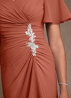 Azazie Suffolk Kleider für die Brautmutter A-Linie Plissee Chiffon Kleid Lehm image5