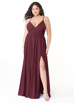 Azazie Aaida Bridesmaid Dresses Cabernet A-Line Corset Chiffon Dress image7