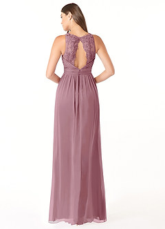 Azazie Luz Bridesmaid Dresses Vintage Mauve A-Line Lace Chiffon Dress image2