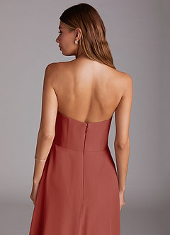 Azazie Wren Robes de demoiselle d'honneur Robe Trapèze en Mousseline de soie Sans bretelles Terracotta image8