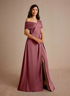 Azazie Milton Abiti per la Madre della Sposa Abito A-Line in Raso Elasticizzato Plissettato Rosa Del Deserto image12