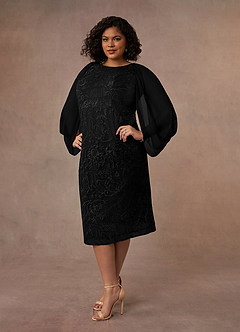 Azazie Mya Mother of the Bride Dresses Black Sheath Scoop lace Lace Dress image7