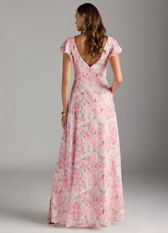 Azazie Omari Bridesmaid Dresses Abstract Watercolor Floral A-Line Chiffon Dress image7