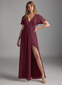 Azazie Zaniah Bridesmaid Dresses Cabernet A-Line Chiffon Dress image4