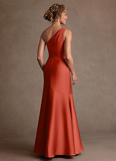 Azazie Haifa 신부의 어머니 드레스 인어 한쪽 어깨 스트레치 새틴 플로어 길이 드레스 image2