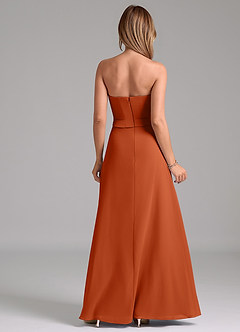 Azazie Jenilyn Vestidos de damas de honor Vestido de Naranja Quemada de Gasa de Corte en A con Sin tirantes image7