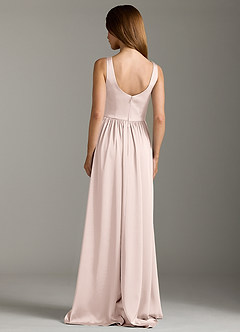 Azazie Keyla Bridesmaid Dresses Blushing Pink A-Line Pleated Stretch Satin Dress image2