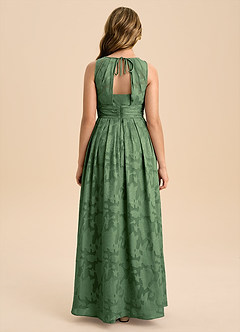 Azazie Bibiane Junior Eucalyptus A-Line Pleated Floral Burnout Dress image2