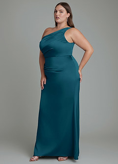 Azazie Akilah Brudtärnklänningar Klänning av Sjöjungfru i Stretch Satin One-shoulder Bläckblå image11