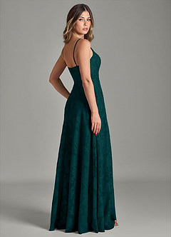 Azazie Amani Bridesmaid Dresses Pine A-Line Pleated Floral Burnout Dress image2