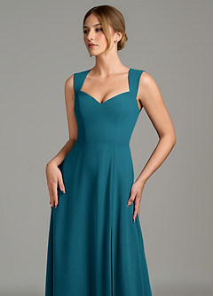 Azazie Gwendolyn Brautjungfernkleider Eine Linie Herzausschnitt Chiffon Kleid Tintenblau image6
