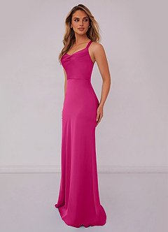 Barbie ♥ Azazie Bridesmaid Dresses Barbie Pink Mermaid Pleated Stretch Satin Dress image4