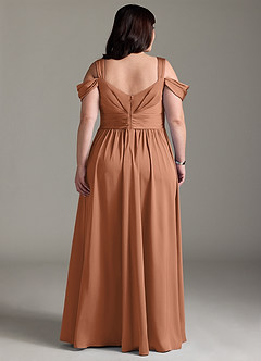 Azazie Lianne Bridesmaid Dresses Bronzer A-Line Off the Shoulder Stretch Satin Dress image10