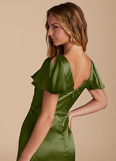 Azazie Soren Final Sale Auburn A-Line Pleated Metallic Satin Dress image7