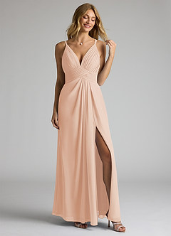Azazie Maren Allure Bridesmaid Dresses English Rose A-Line V-Neck Lace Chiffon Dress image3