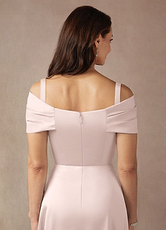 Azazie Amelia Venta final Vestido de Rosa Rubor de Satén Elástico de Corte en A con Vestidos sin tirantes image7