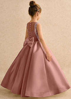 Azazie Trinity Flower Girl Dresses Cedar Rose Ball-Gown Bow Matte Satin Dress image3