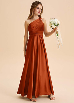 Azazie Charlize Junior Klä av A-Line i Stretch Satin Plisserad image3