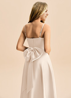 Azazie Rumi Junior Linia A Pofałdowany Satyna elastyczna Długość podłogi Młodsza druhna Sukienka image6