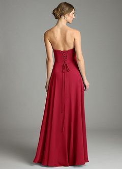 Azazie Ayla Abiti da Damigella Abito A-Line in Chiffon Scollo a Cuore Scarlatto image2