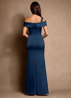 Azazie Altonia vestidos de madre de la novia Vestido de Azul Marino Oscuro de Satén Elástico de Sirena con Vestidos sin tirantes image3