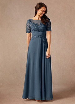 Azazie Raissa Mother of the Bride Dresses Neptune A-Line Lace Chiffon Dress image7
