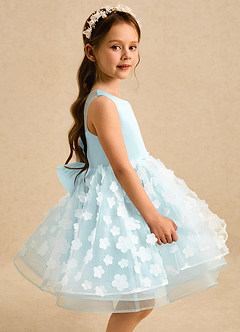 Azazie Billie Robe Demoiselle D'honneur Fillette Robe Princesse en Mat Satiné Plissée Brume image3