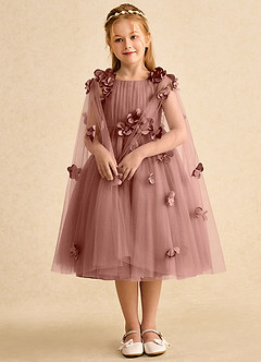Azazie Staria Flower Girl Dresses Cedar Rose Ball-Gown Ruched Tulle Dress image3