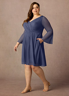 Azazie Teraso Mother of the Bride Dresses Stormy A-Line Pleated Mesh Dress image11