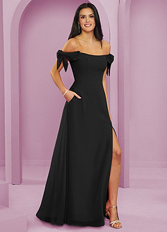 Barbie ♥ Azazie Bridesmaid Dresses Black A-Line Off the Shoulder Chiffon Convertible Dress image4