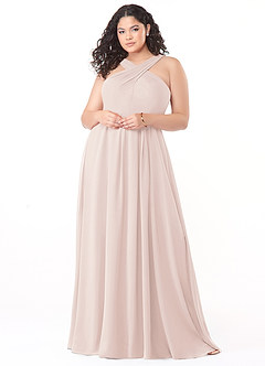 Azazie Dixie Bridesmaid Dresses Rose Petal A-Line Halter Pleated Chiffon Dress image7
