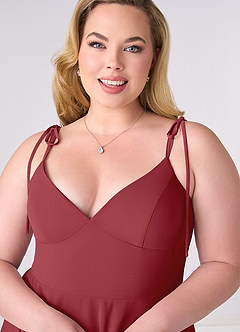 Barbie ♥ Azazie Bridesmaid Dresses Pomegranate A-Line Bow Chiffon Dress image9
