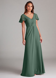 Azazie Soren Bridesmaid Dresses Sea Moss A-Line Ruched Chiffon Dress image1
