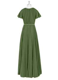 Azazie Kara Modest Bridesmaid Dresses A-Line Pleated Chiffon Floor-Length Dress image8