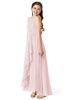 Azazie Roslin A-Line Lace Chiffon Asymmetrical Junior Bridesmaid Dress image4
