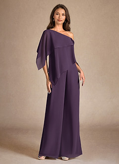 Azazie Halima vestidos de madre de la novia Vestido de Ciruela de Gasa de Mono/Traje de pantalón con Corte Lateral image5