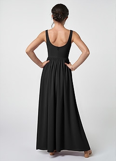 Azazie Keyla Junior Black A-Line Pleated Chiffon Dress image2
