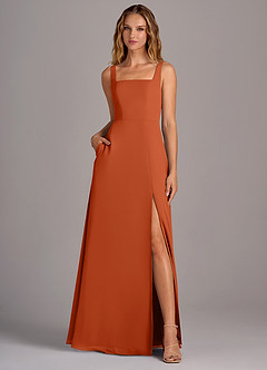 Azazie Debra Bridesmaid Dresses Burnt Orange A-Line with Pockets Chiffon Convertible Dress image11