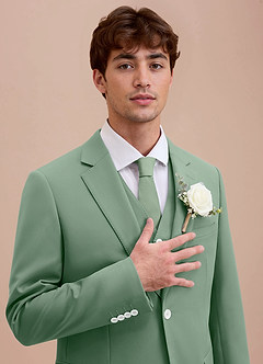 front Ethan Matcha Chaqueta de traje de tejido refinado