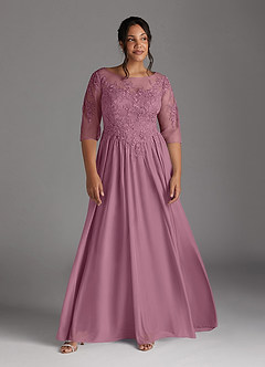 Azazie Harriet Mother of the Bride Dresses Vintage Mauve A-Line Scoop lace Mesh Dress image9