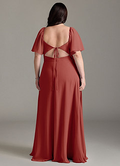 Azazie Chloe At-home Try On Dresses Terracotta A-Line Sweetheart Neckline Chiffon Dress image8