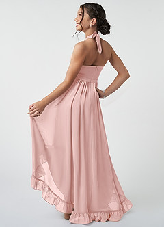 Azazie Hermione Junior Robe Trapèze en Mousseline de soie Rose Poudré image4