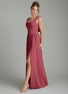 Azazie Novi Bridesmaid Dresses Merlot A-Line Pleated Chiffon Dress image4