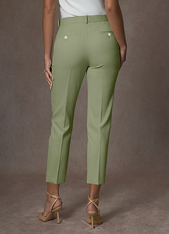 front Whitney Pistache Calça social cropped estruturada e elástica