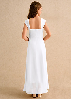 Azazie Oasis Girls Formal Venta Final Vestido de Blanco de Gasa de Corte en A con Plisado image2