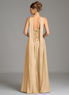 Azazie Ayla Abiti da Damigella Abito A-Line in Raso Elasticizzato Corsetto Oro image7