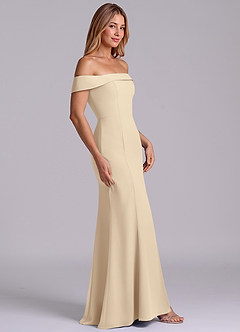 Azazie Luciana Bridesmaid Dresses Champagne Sheath Off the Shoulder Chiffon Convertible Dress image5